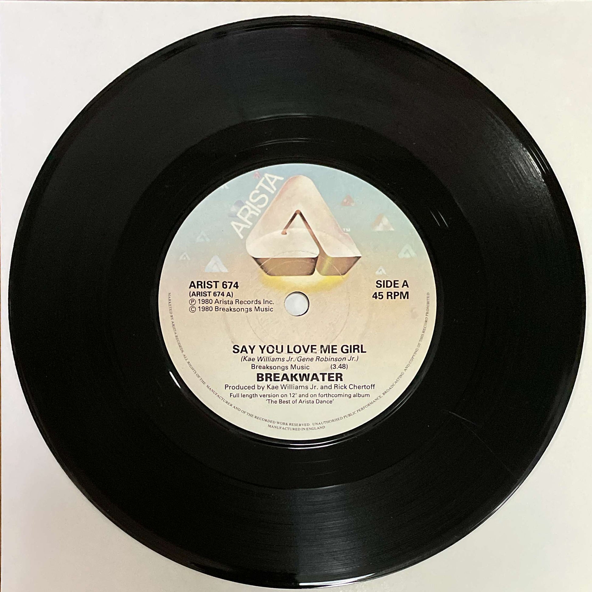 Breakwater – Say You Love Me Girl / Work It Out (Arista) 45