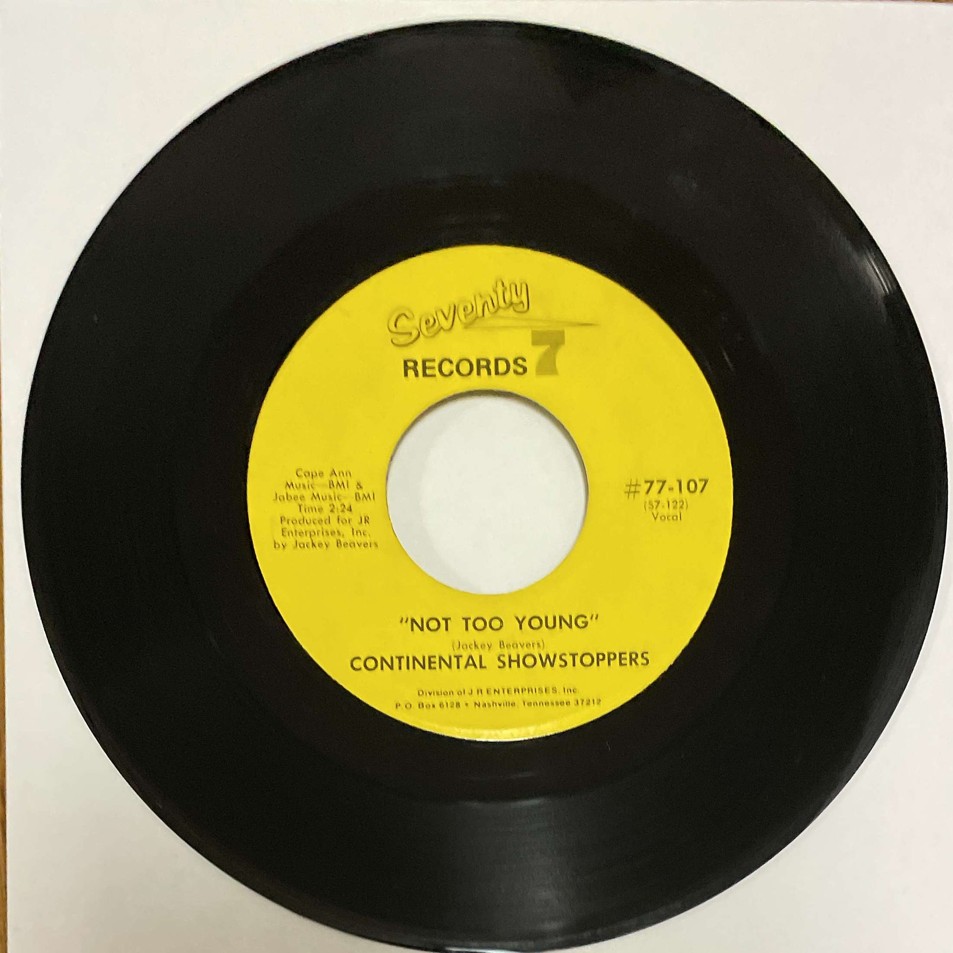 Continental Showstoppers – Never Set Me Free / Not Too Young (Seventy Seven Records) 45