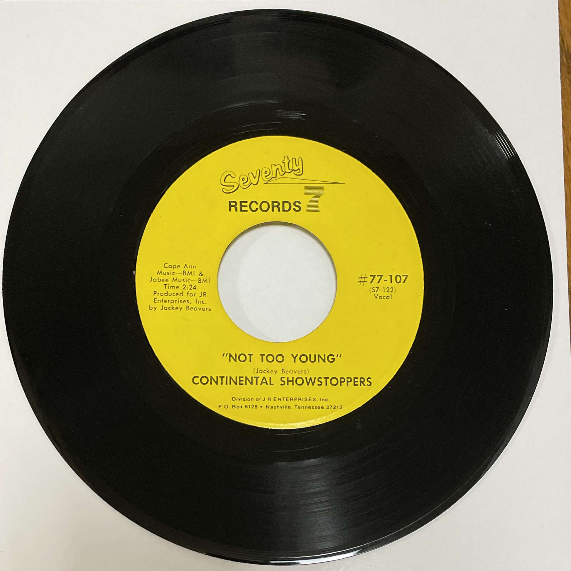 Continental Showstoppers – Never Set Me Free / Not Too Young (Seventy Seven Records) 45