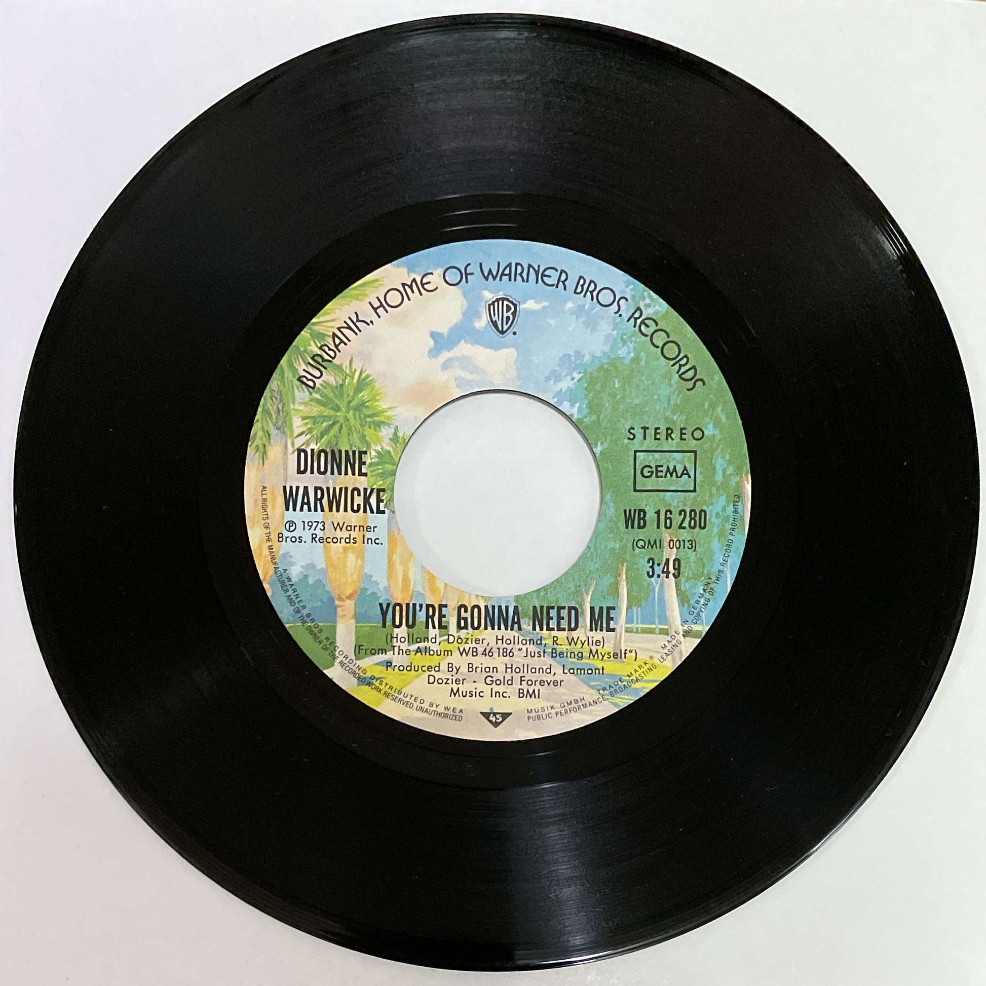 Dionne Warwicke – You're Gonna Need Me / (I'm) Just Being Myself (Warner Bros. Records Germany) 45