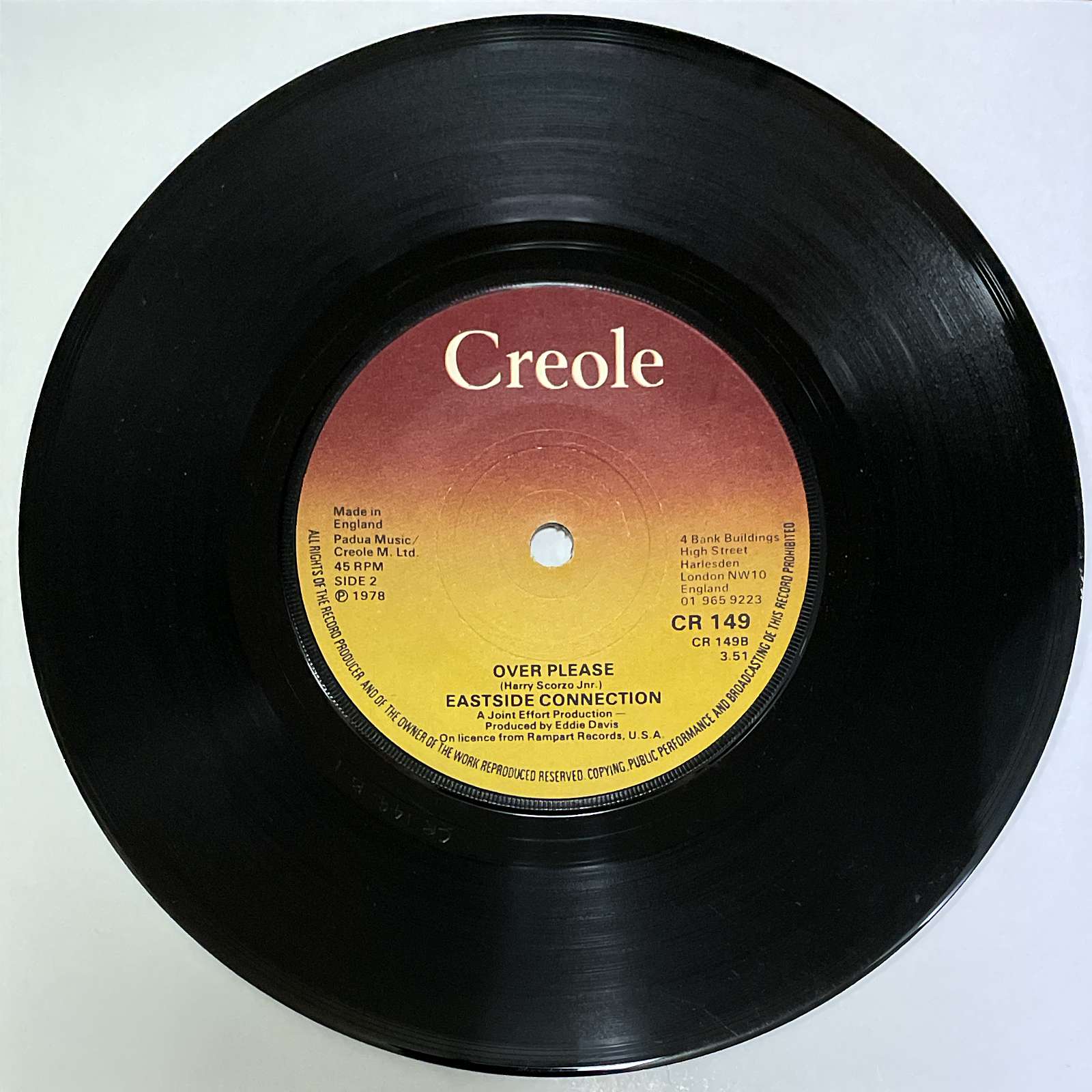 Eastside Connection – You're So Right For Me / Over Please (Creole Records) 45