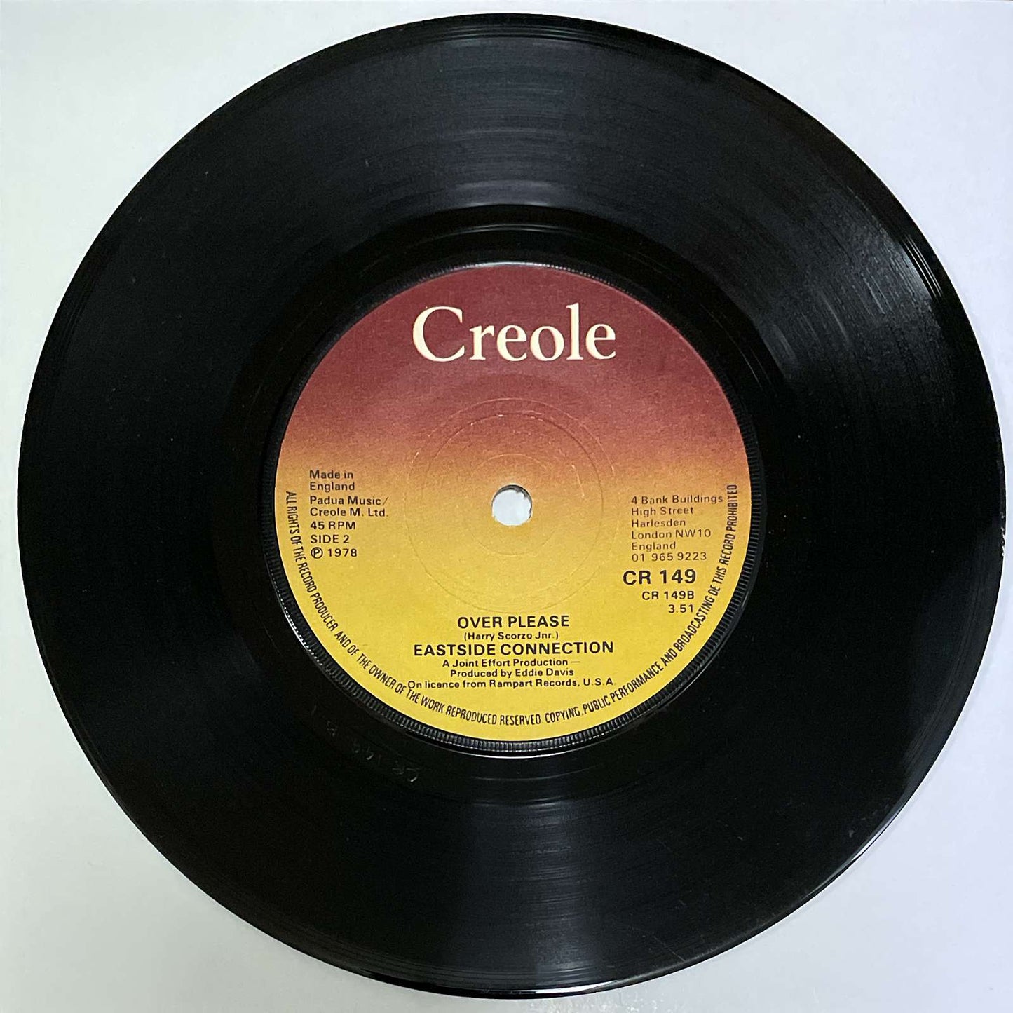 Eastside Connection ‎– You're So Right For Me / Over Please ( Creole Records ) 45