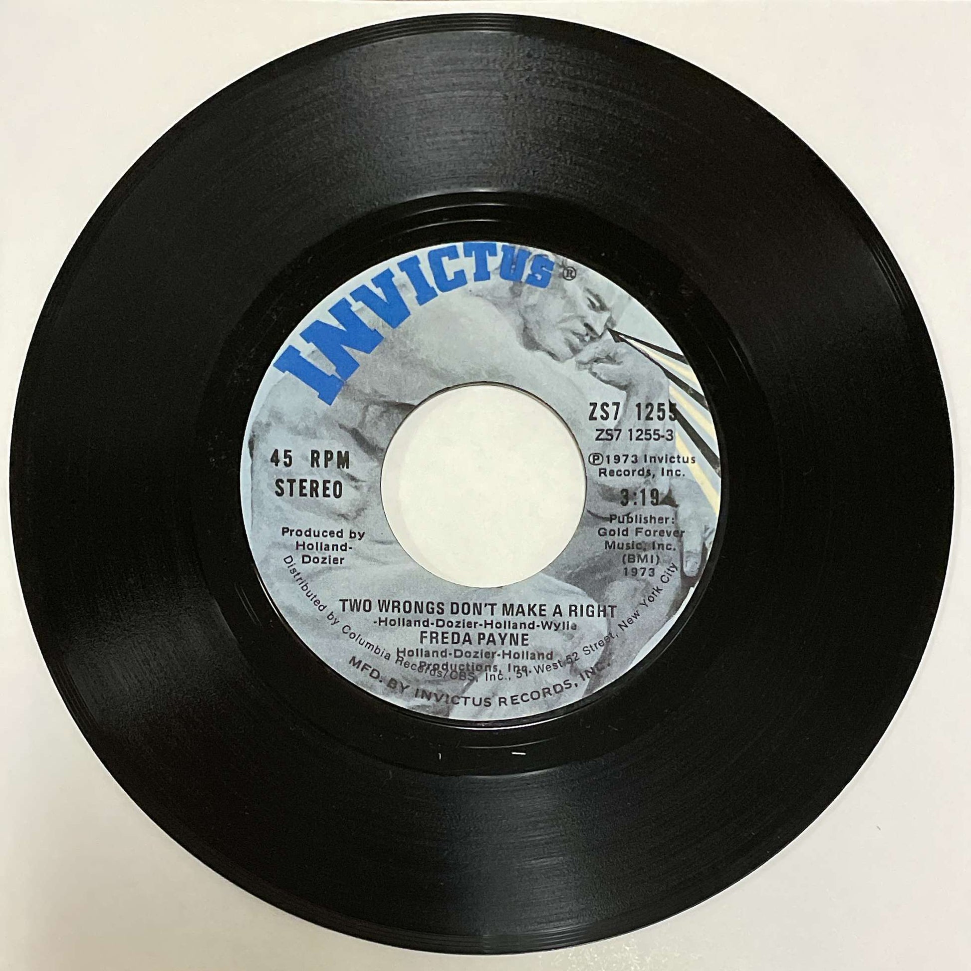 Freda Payne – Two Wrongs Don't Make A Right / We've Got To Find A Way Back To Love (Invictus) 45 Santa Maria Pressing
