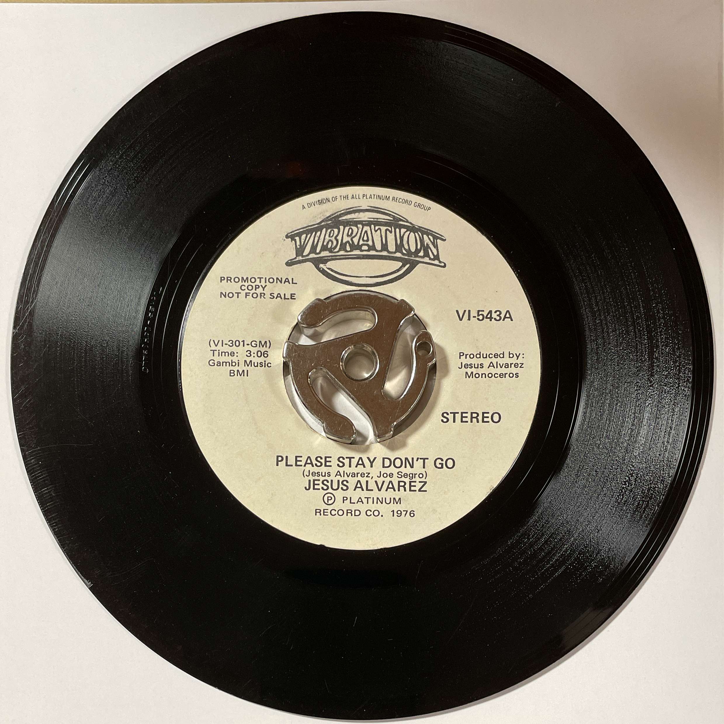 JESUS ALVAREZ PLEASE STAY DON'T GO プロモ盤 Jesus Alvarez - Please Stay Don't Go [1976 Single Version