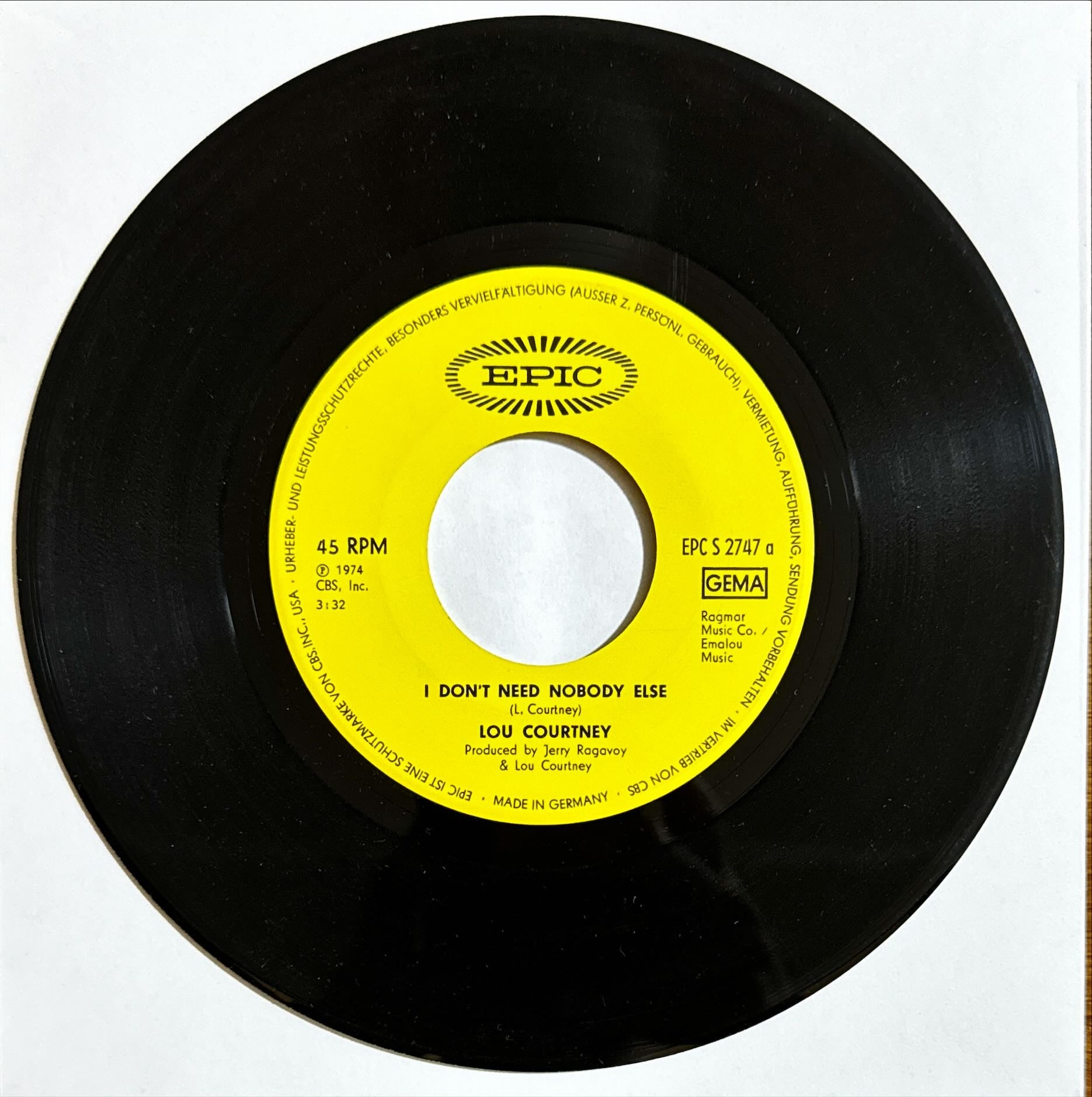 Lou Courtney - I Don't Need Nobody Else ( Epic Germany ) 45 PS