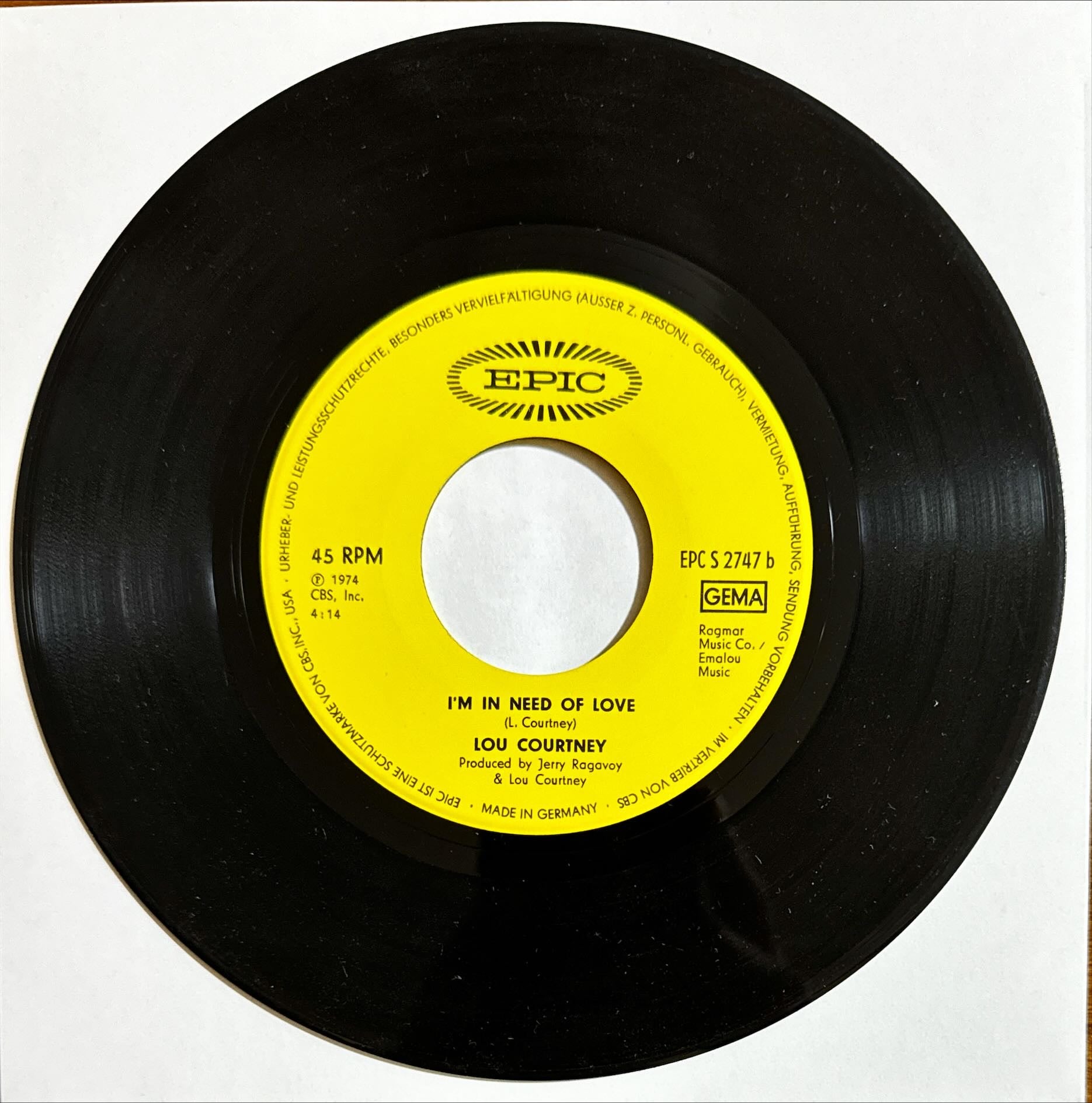 Lou Courtney - I Don't Need Nobody Else ( Epic Germany ) 45 PS