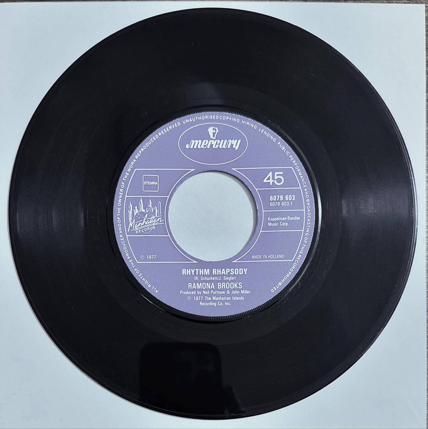 Ramona Brooks - Rhythm Rhapsody ( Manhattan Records Netherlands ‎) 45 PS