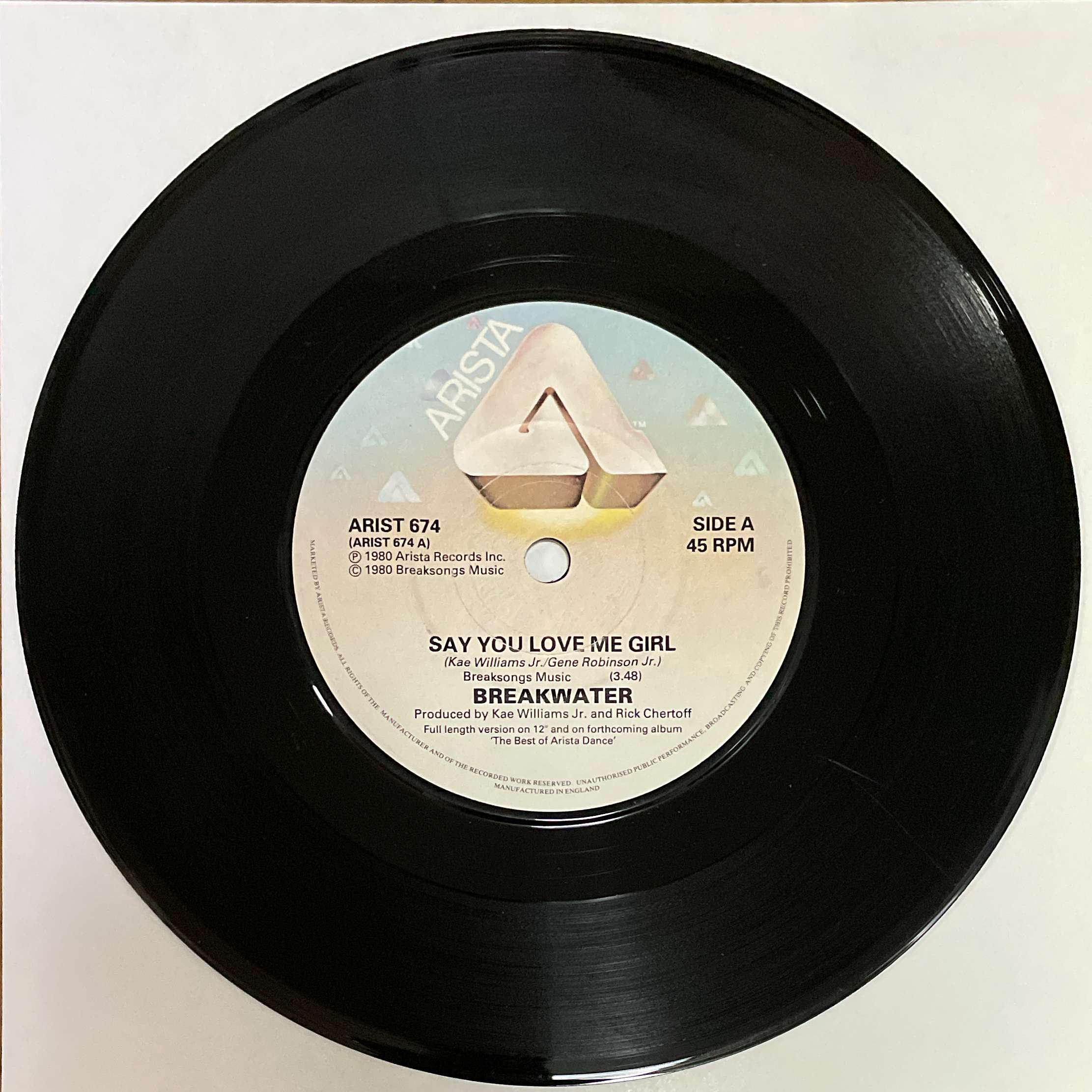 Breakwater – Say You Love Me Girl / Work It Out ( Arista ) 45