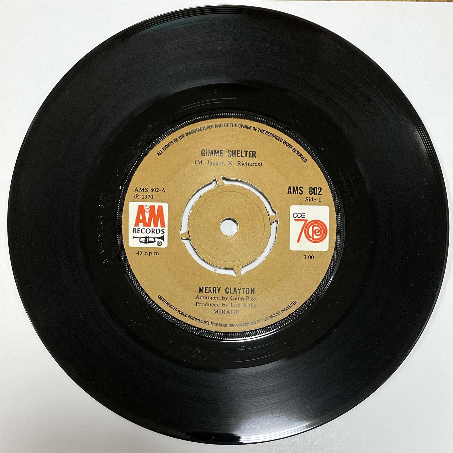 Merry Clayton – Gimme Shelter ( A&M Records UK ‎) 45