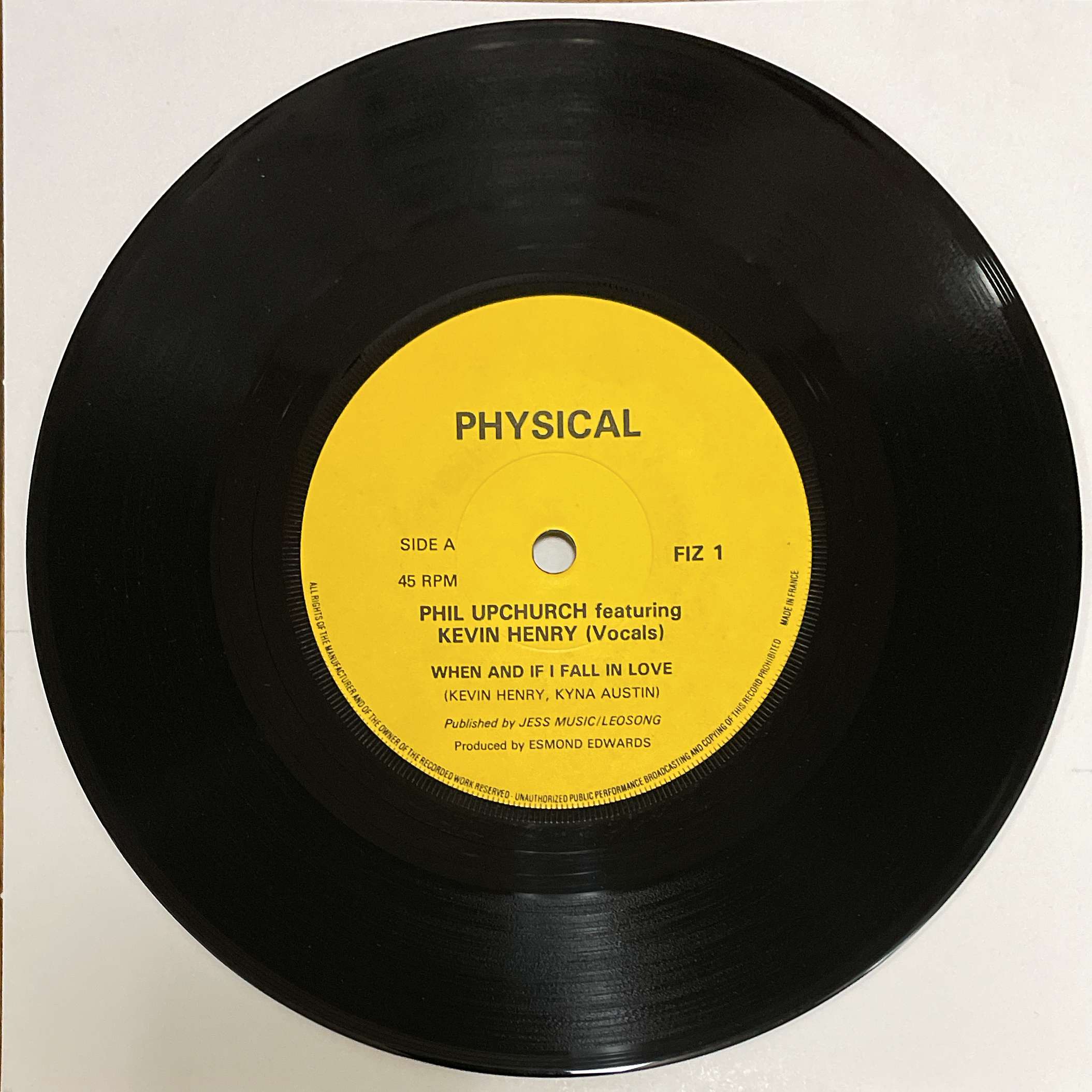 Phil Upchurch Featuring Kevin Henry – When And If I Fall In Love ( Physical Records ‎) 45 PS