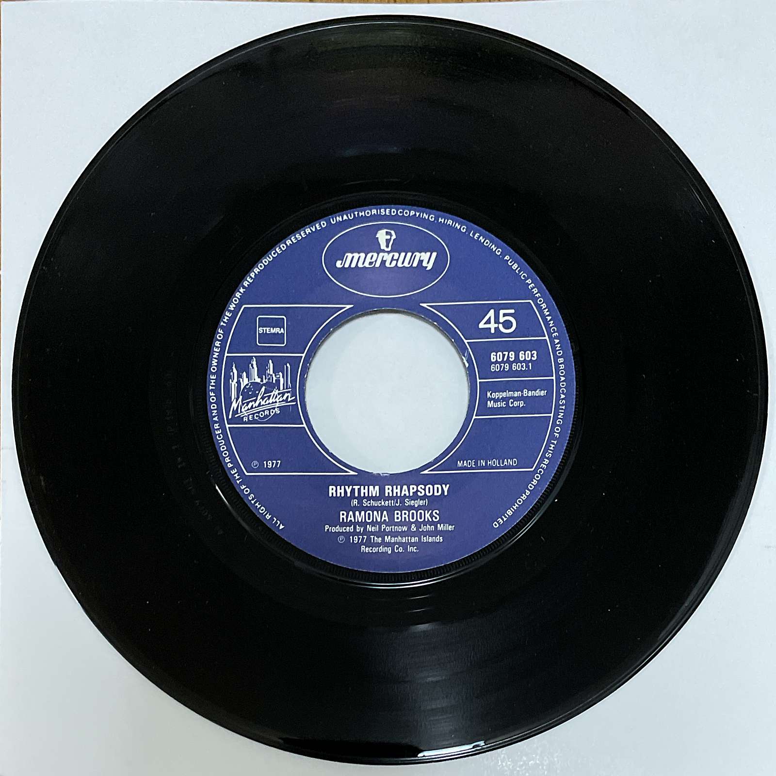 Ramona Brooks - Rhythm Rhapsody ( Manhattan Records ‎) 45 PS