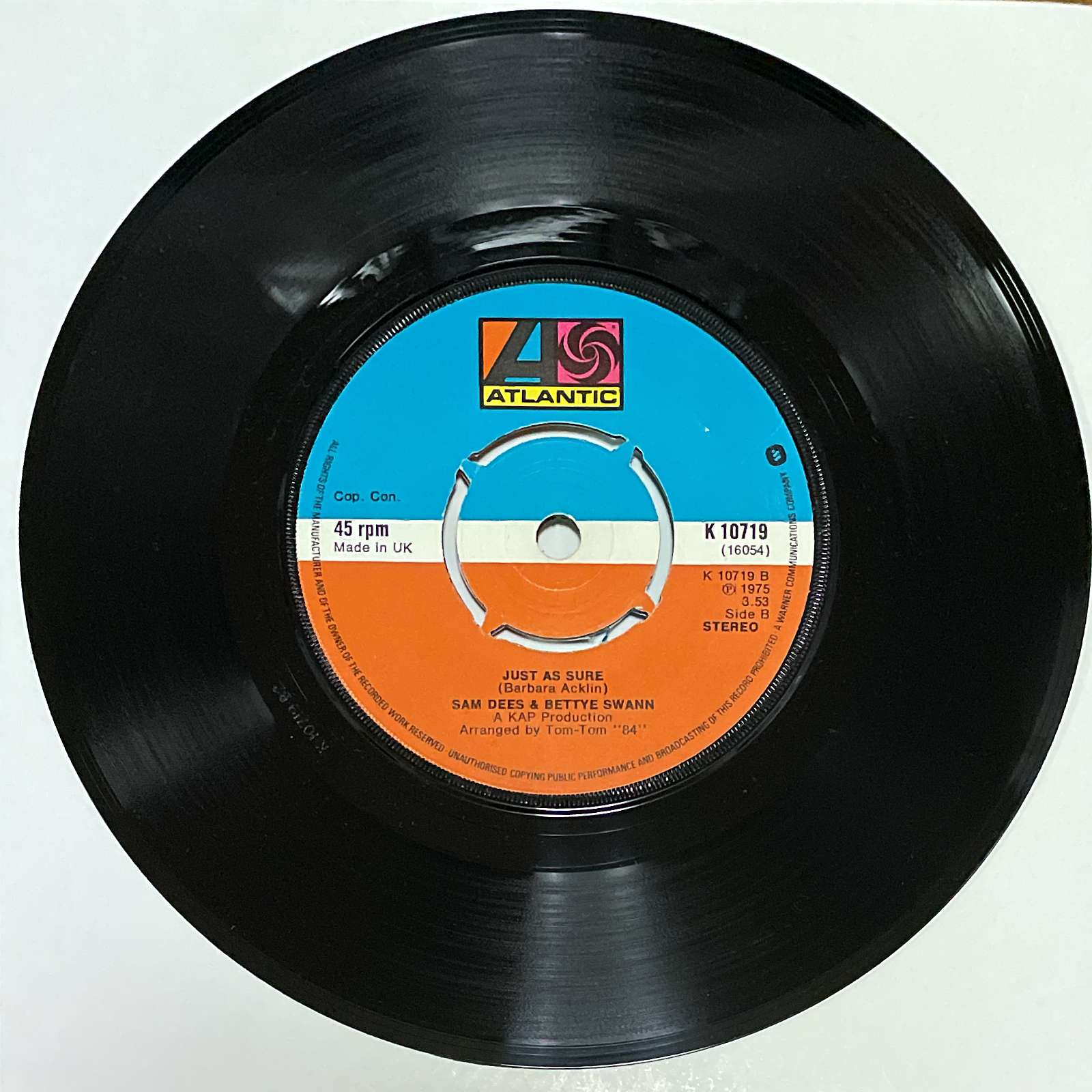 Sam Dees & Bettye Swann - Just As Sure / Storybook Children ( Atlantic UK ) 45