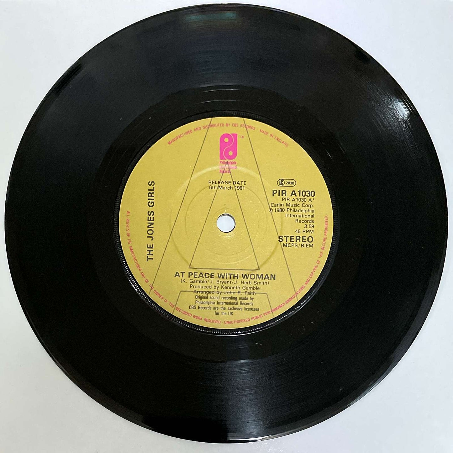 The Jones Girls – At Peace With Woman / When I'm Gone ( Philadelphia International Records UK ) 45